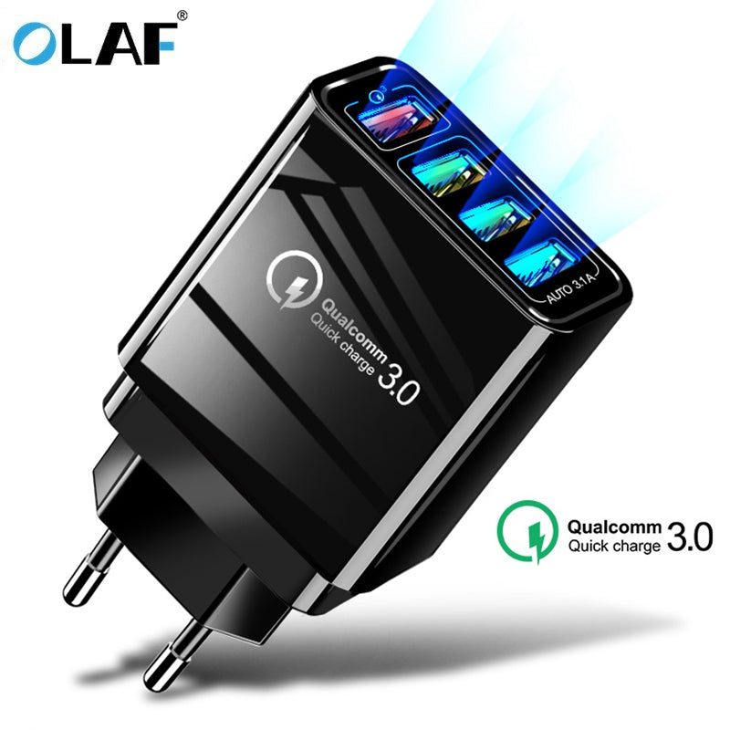 48W Quick Charger 3.0 USB Charger for Samsung A50 A30 iPhone 7 8 Huawei P20 Tablet QC 3.0 Fast Wall Charger US EU UK Plug Adapte