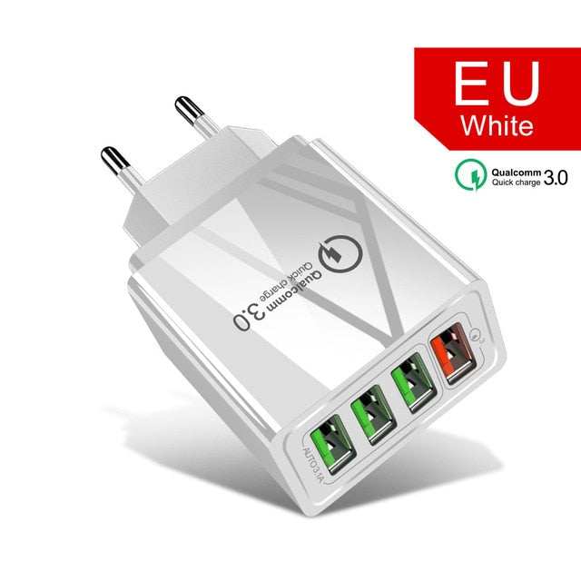 48W Quick Charger 3.0 USB Charger for Samsung A50 A30 iPhone 7 8 Huawei P20 Tablet QC 3.0 Fast Wall Charger US EU UK Plug Adapte