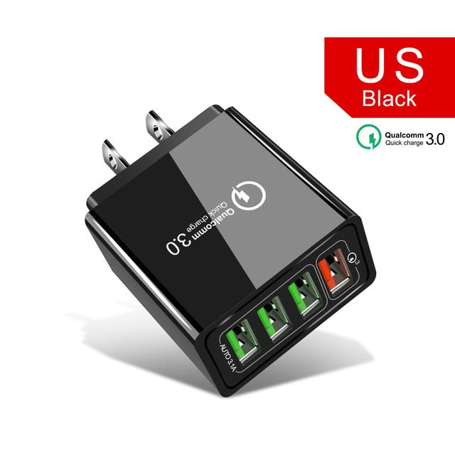 48W Quick Charger 3.0 USB Charger for Samsung A50 A30 iPhone 7 8 Huawei P20 Tablet QC 3.0 Fast Wall Charger US EU UK Plug Adapte