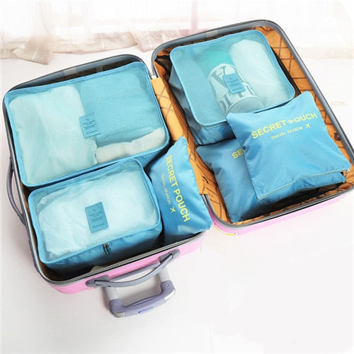 JULY'S SONG 6PCs/Set Travel Bags Luggage Zipper Bag Portable Packing Organizer Waterproof Case Bag Dropshiping
