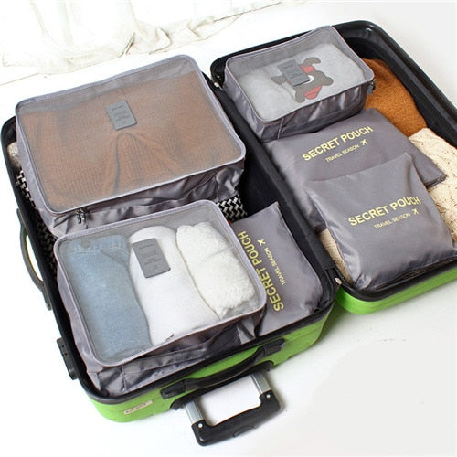 JULY'S SONG 6PCs/Set Travel Bags Luggage Zipper Bag Portable Packing Organizer Waterproof Case Bag Dropshiping