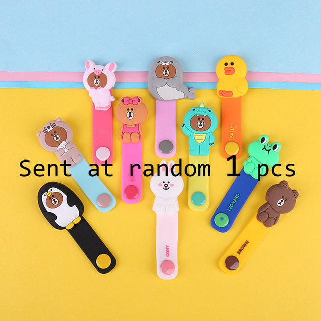 Cartoon Brown Bear Silica Gel Cable Winder Earphone Protector USB Unisex Phone Holder Accessory Organizers Travel Accessories