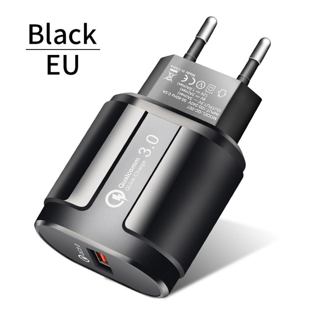 ROCK Quick Charge QC3.0 USB US EU Fast Charger Universal mobile phone charger Wall USB Charger Adapter for iPhone Samsung Xiaomi