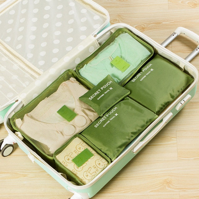 6 PCS Travel Storage Bag Set For Clothes Tidy Organizer Wardrobe Suitcase Pouch Travel Organizer Bag Case Shoes Packing Cube Bag