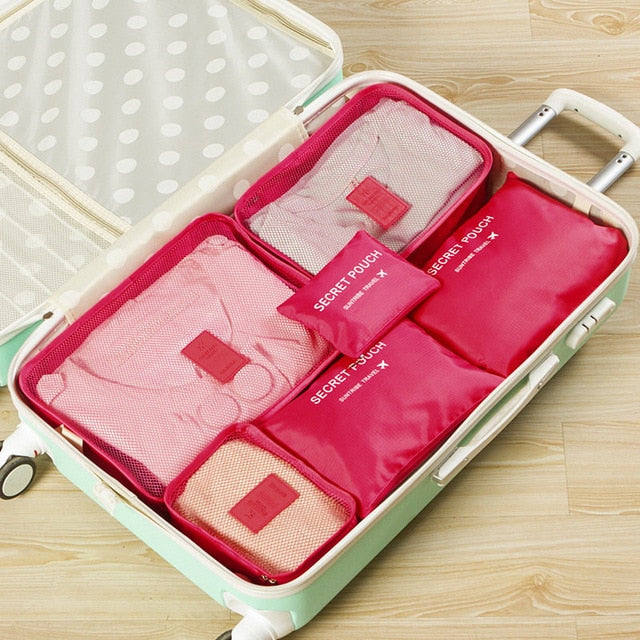 6 PCS Travel Storage Bag Set For Clothes Tidy Organizer Wardrobe Suitcase Pouch Travel Organizer Bag Case Shoes Packing Cube Bag