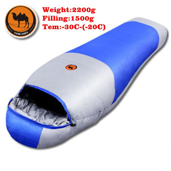 Filling 1500g/1800g duck down adult Thermal Autumn Winter Envelope Hooded Travel Camping Water Resistant Thick Sleeping Bag