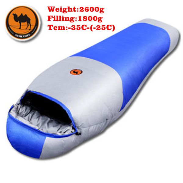 Filling 1500g/1800g duck down adult Thermal Autumn Winter Envelope Hooded Travel Camping Water Resistant Thick Sleeping Bag