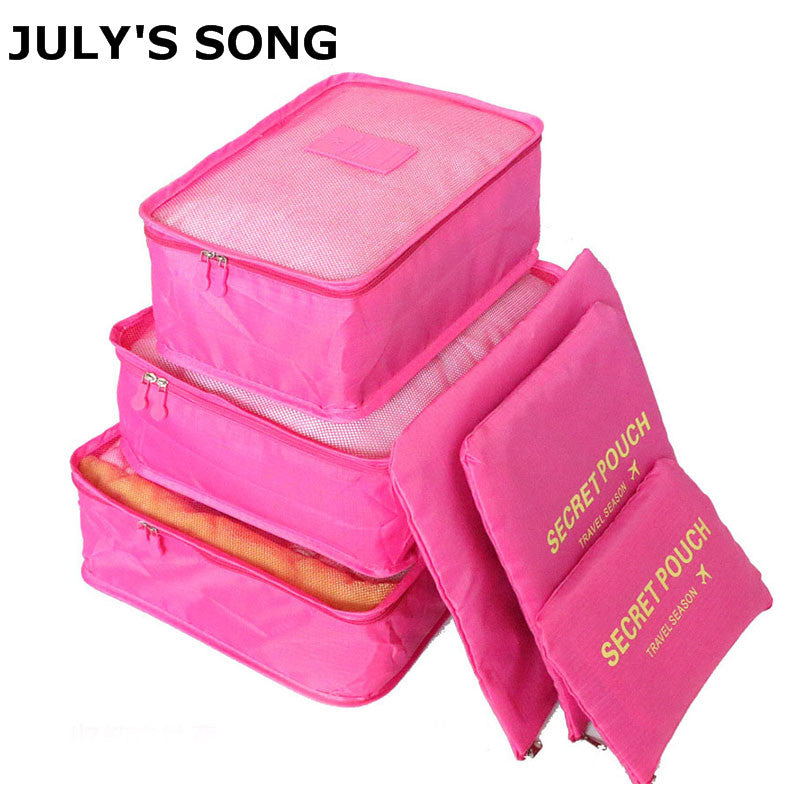 JULY'S SONG 6PCs/Set Travel Bags Luggage Zipper Bag Portable Packing Organizer Waterproof Case Bag Dropshiping