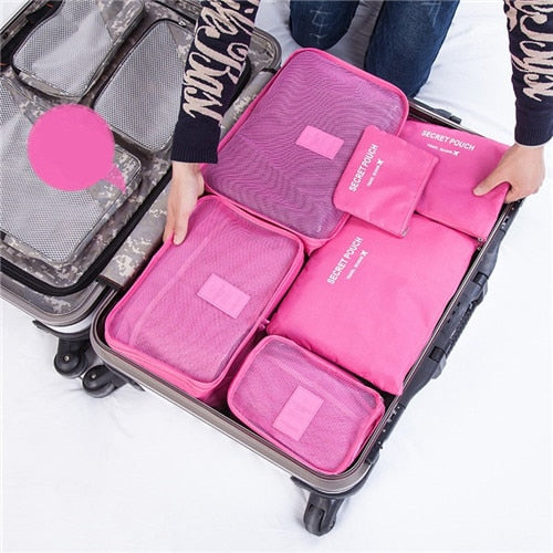 JULY'S SONG 6PCs/Set Travel Bags Luggage Zipper Bag Portable Packing Organizer Waterproof Case Bag Dropshiping