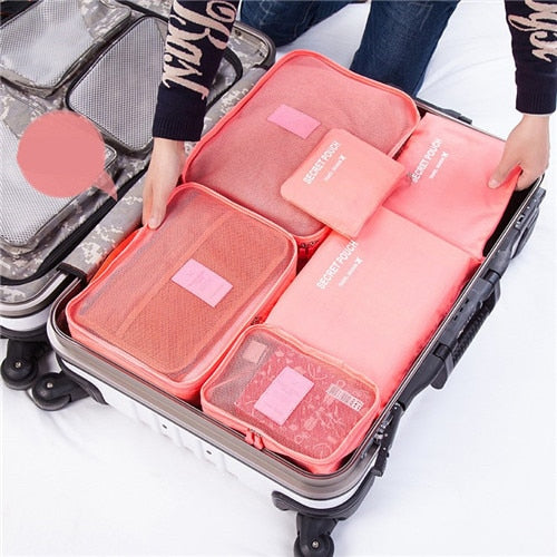 JULY'S SONG 6PCs/Set Travel Bags Luggage Zipper Bag Portable Packing Organizer Waterproof Case Bag Dropshiping