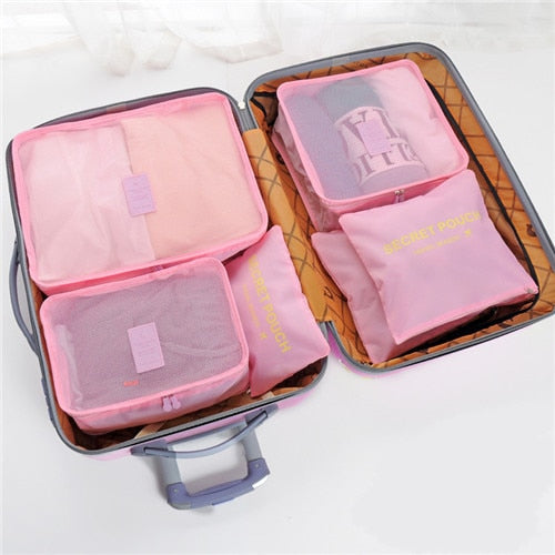 JULY'S SONG 6PCs/Set Travel Bags Luggage Zipper Bag Portable Packing Organizer Waterproof Case Bag Dropshiping