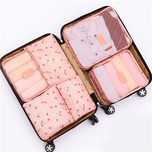 JULY'S SONG 6PCs/Set Travel Bags Luggage Zipper Bag Portable Packing Organizer Waterproof Case Bag Dropshiping