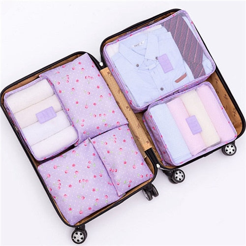 JULY'S SONG 6PCs/Set Travel Bags Luggage Zipper Bag Portable Packing Organizer Waterproof Case Bag Dropshiping