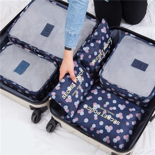 JULY'S SONG 6PCs/Set Travel Bags Luggage Zipper Bag Portable Packing Organizer Waterproof Case Bag Dropshiping