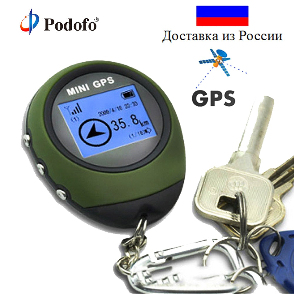 Podofo Mini GPS Tracker Locator Finder Navigation Receiver Handheld USB Rechargeable with Electronic Compass for Outdoor Travel