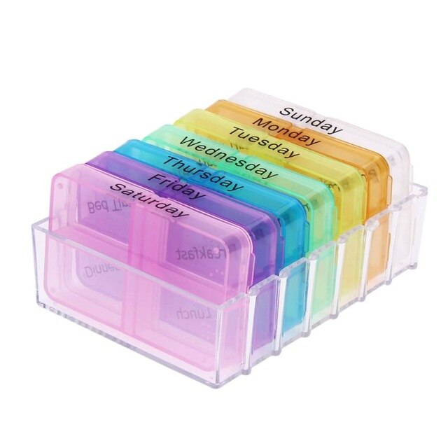 7 Days Portable Pill Medicine Box Travel Weekly Medicine Health Storage Pill Box Organizer Dispenser Pill Cutter Cases