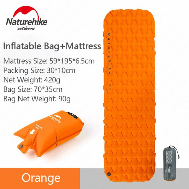 Naturehike Outdoor Inflatable Camping Mat Ultralight Sleeping Pad Mattress with waterproof air bag for Travel Camping Tent Pads