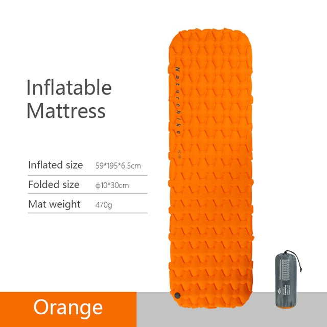 Naturehike Outdoor Inflatable Camping Mat Ultralight Sleeping Pad Mattress with waterproof air bag for Travel Camping Tent Pads
